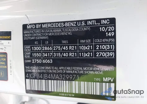 2021 Mercedes-Benz Gle 350 z USA, uszkodzony, nr VIN 4JGFB4JB4MA329971
